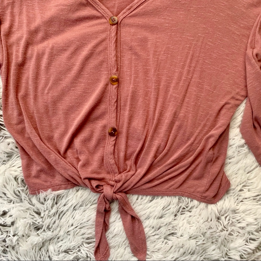 Olivia Rae Dark Pink Top W/ Waist Tie - Picture 3 of 6